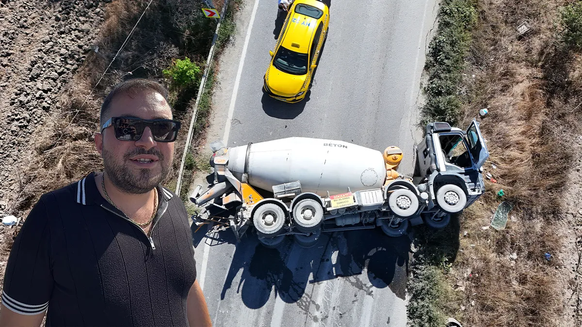 Arnavutköy'de beton mikserinin devrilmesiyle 4 aracın karıştığı kazada 2 yaralı